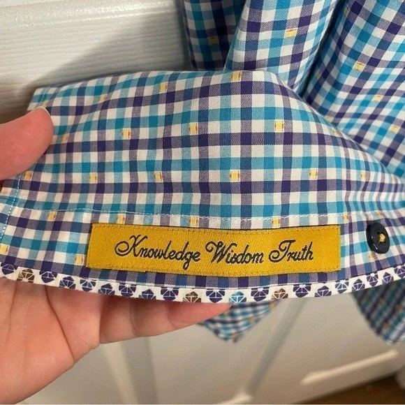 Robert Graham Modern Americana Blue Plaid Contrasting Collar Shirt L - Picture 10 of 14